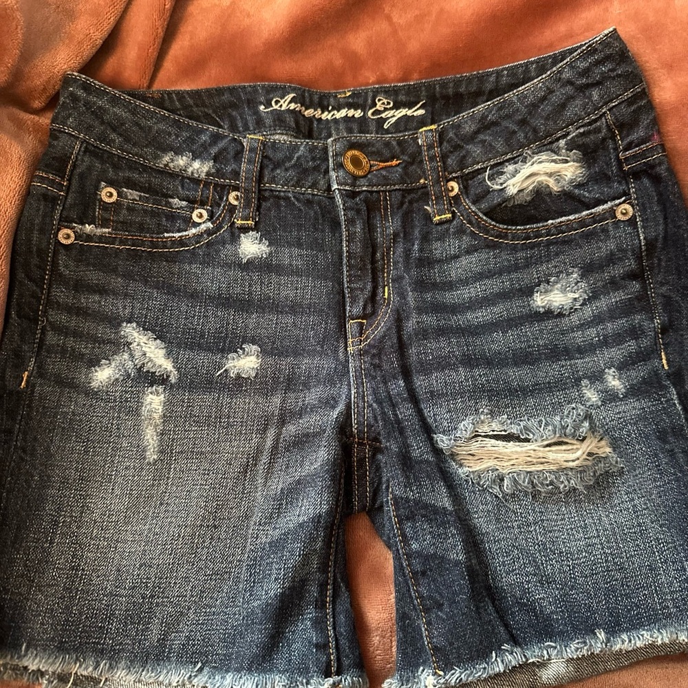 American Eagle Distressed Blue Jean Shorts